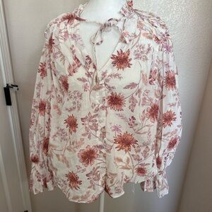 Free People Forevermore Long Sleeve puff sleeve top XS NWT